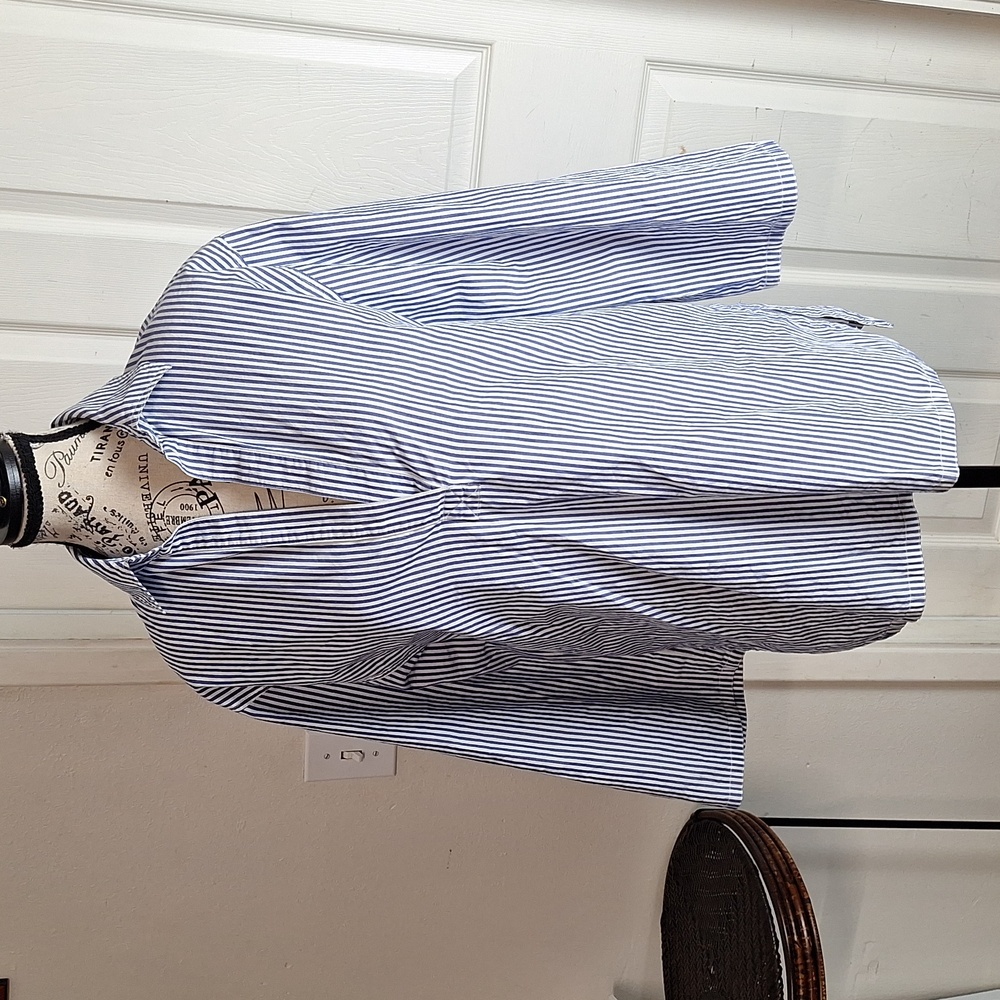 Organic John Patrick Striped Blue and White Women's Top